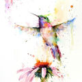 Abstract Bird Watercolor Painting